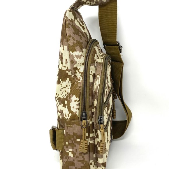 💖MEGA SALE💖Messenger Bag Sport 4 Zip Camo Brown Khaki Unisex - Picture 2 of 6